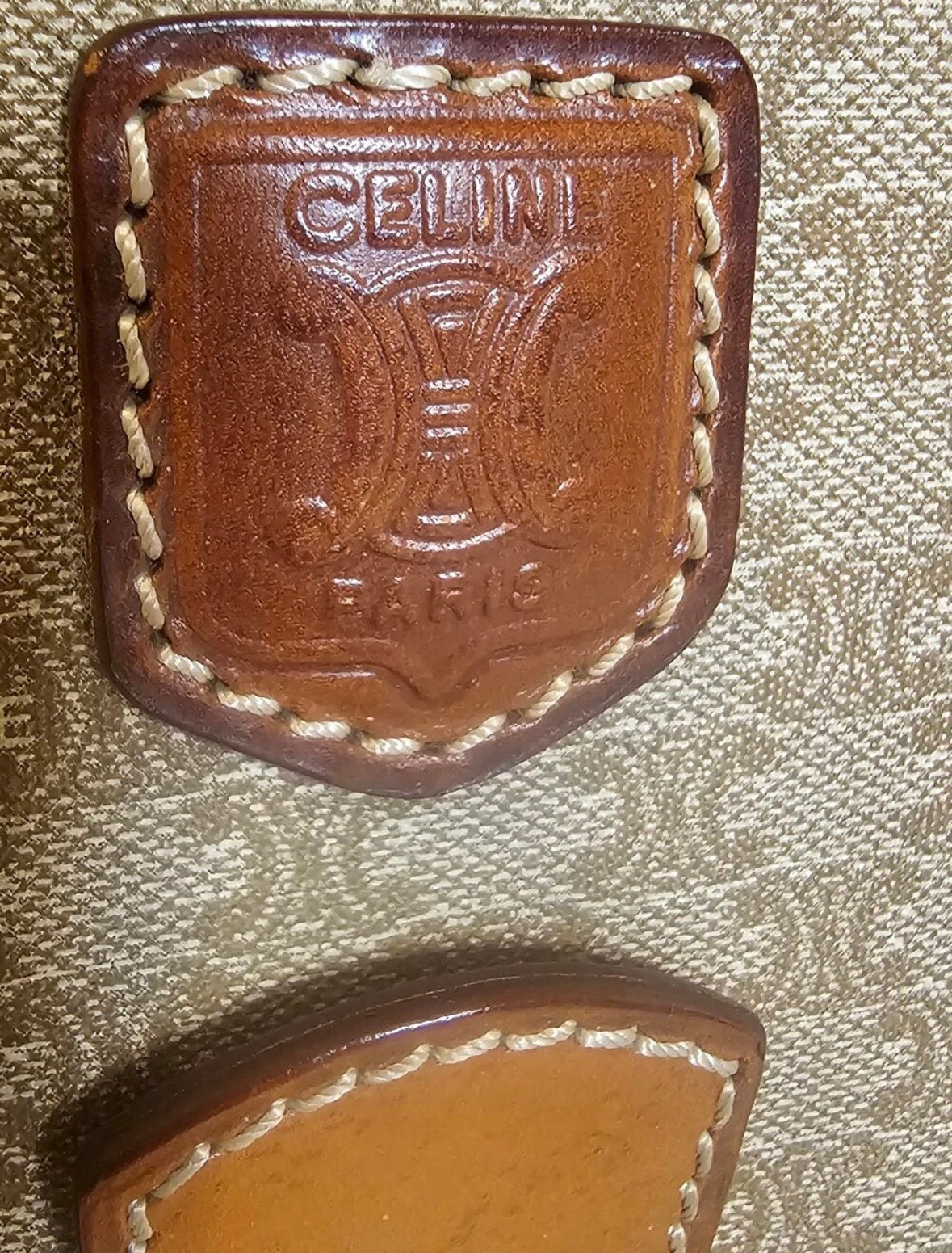 Vintage CELINE Macadam Large Portfolio Clutch Wristlet M07 Italy + Chain