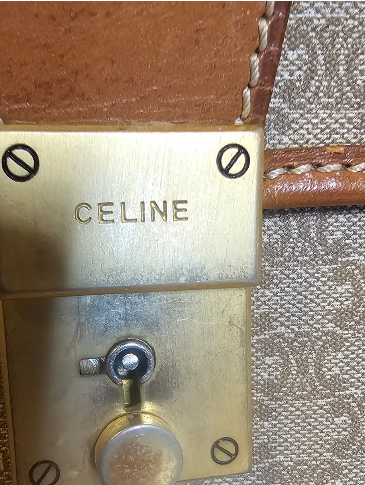 Vintage CELINE Macadam Large Portfolio Clutch Wristlet M07 Italy + Chain
