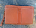 Vintage Burberrys of London Brown Pebbled Leather Wristlet Clutch