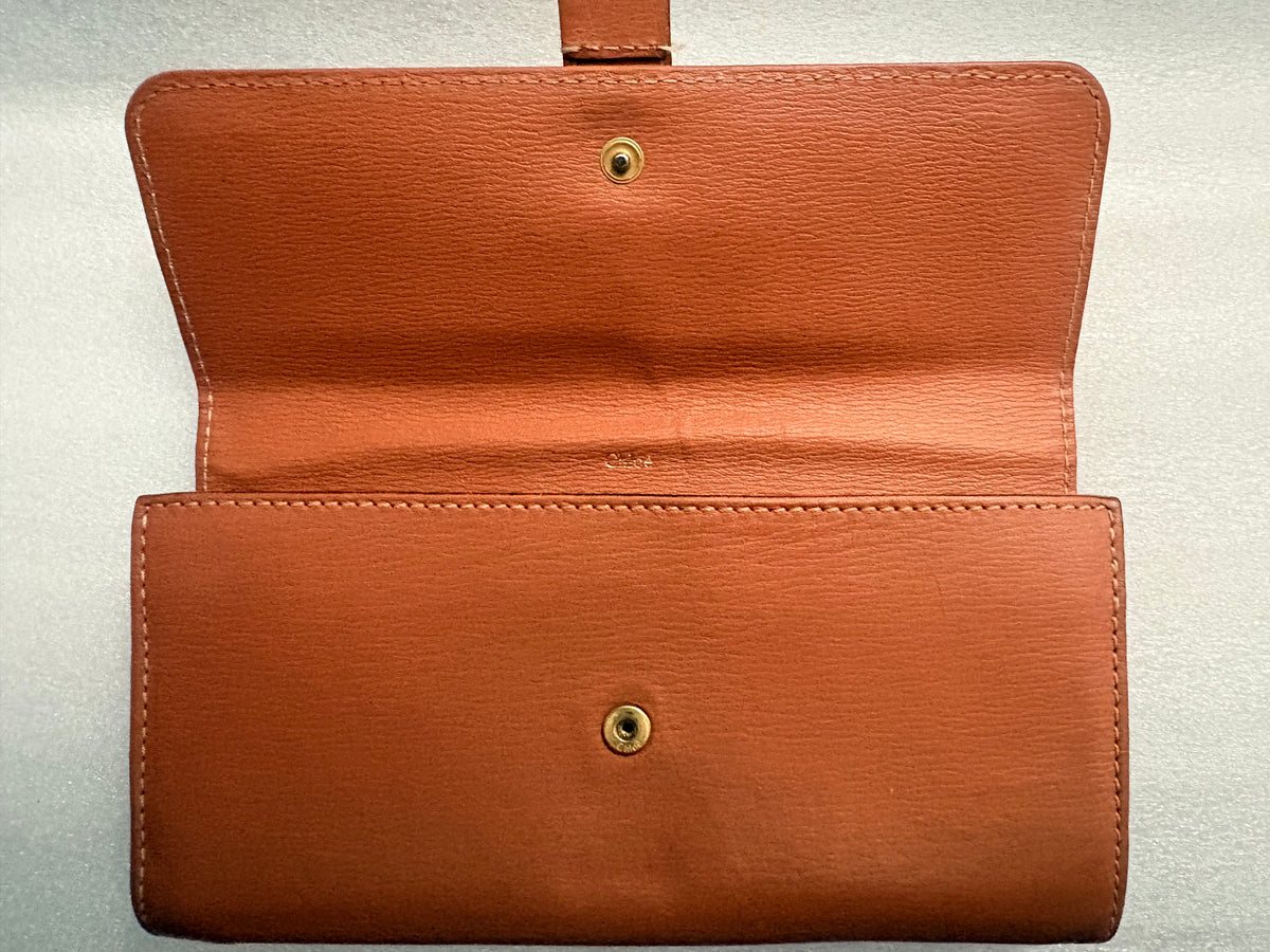 Chloé Paddington Rosewood Leather Long Wallet Lock Key + COA Y2K