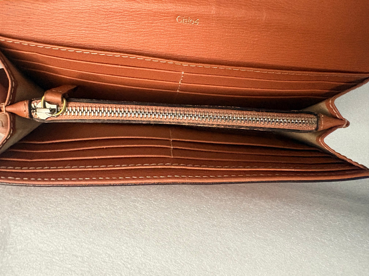 Chloé Paddington Rosewood Leather Long Wallet Lock Key + COA Y2K