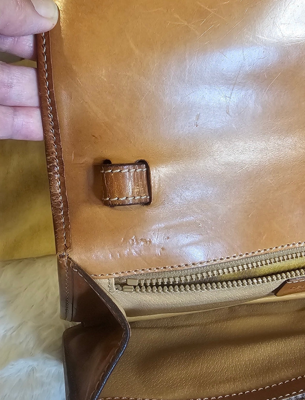 Vintage CELINE Macadam Large Portfolio Clutch Wristlet M07 Italy + Chain