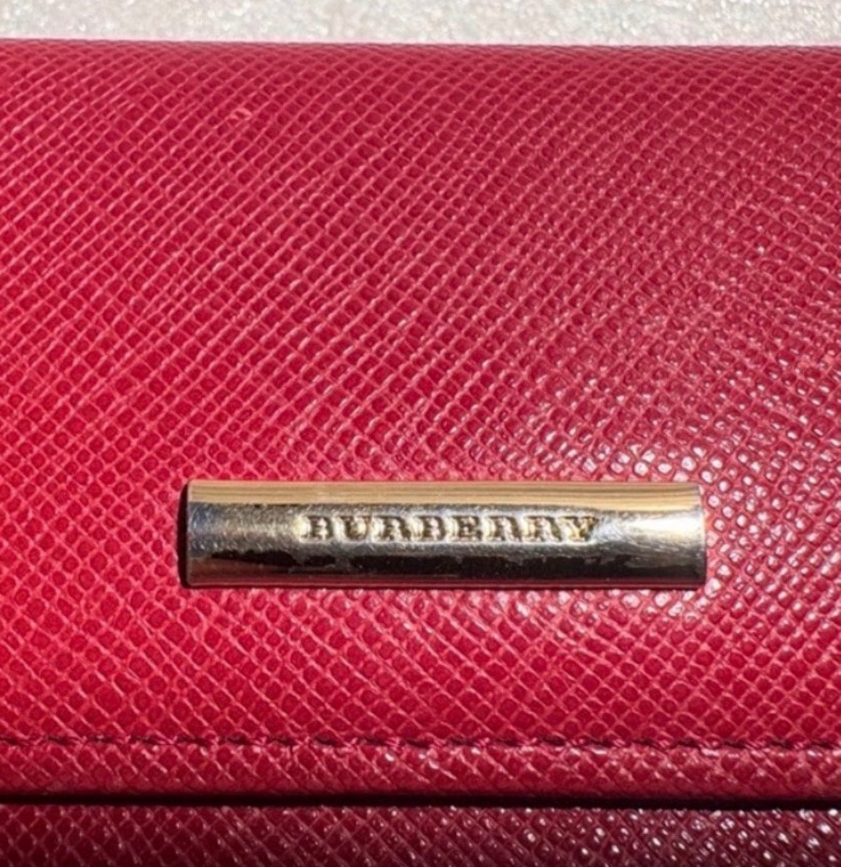 Burberry Red Leather Kiss Lock Wallet Nova Check Lining Rare Colorway Entrupy COA