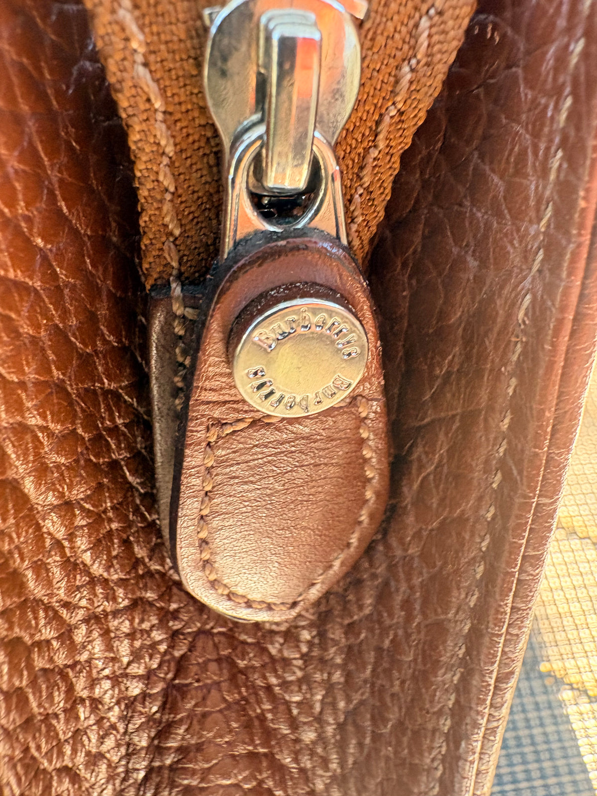Vintage Burberrys of London Brown Pebbled Leather Wristlet Clutch