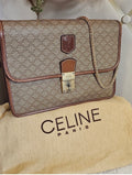 Vintage CELINE Macadam Large Portfolio Clutch Wristlet M07 Italy + Chain
