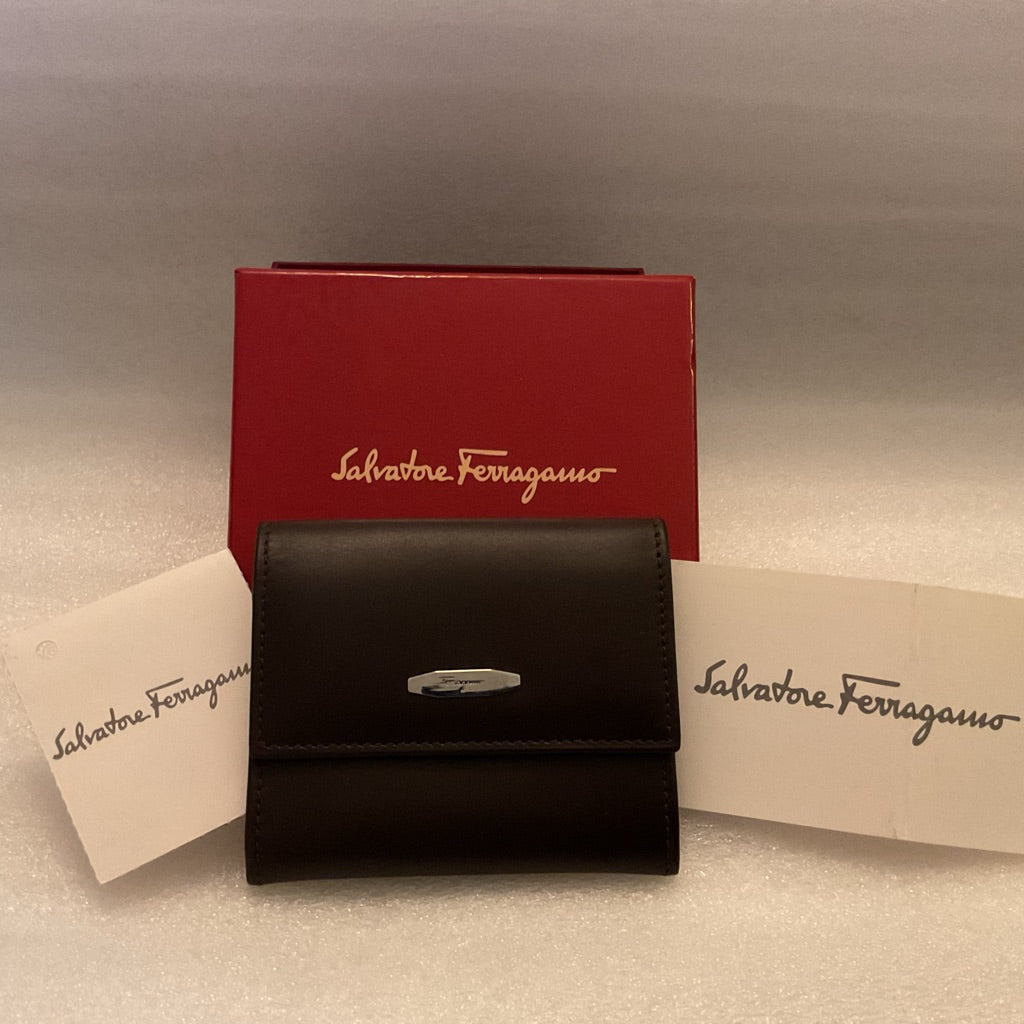 Salvatore Ferragamo calfskin coin purse wallet front view
