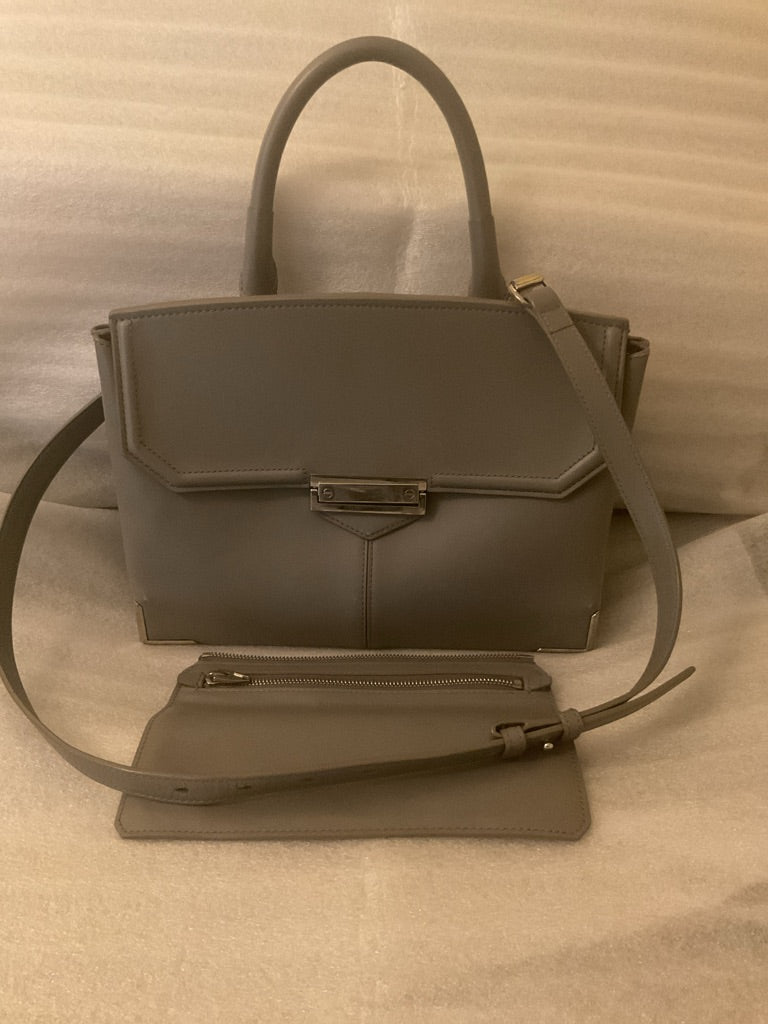 Alexander Wang Prisma Skeletal Gray Leather Satchel | Two Removable Zip Pouches | listing photo 1