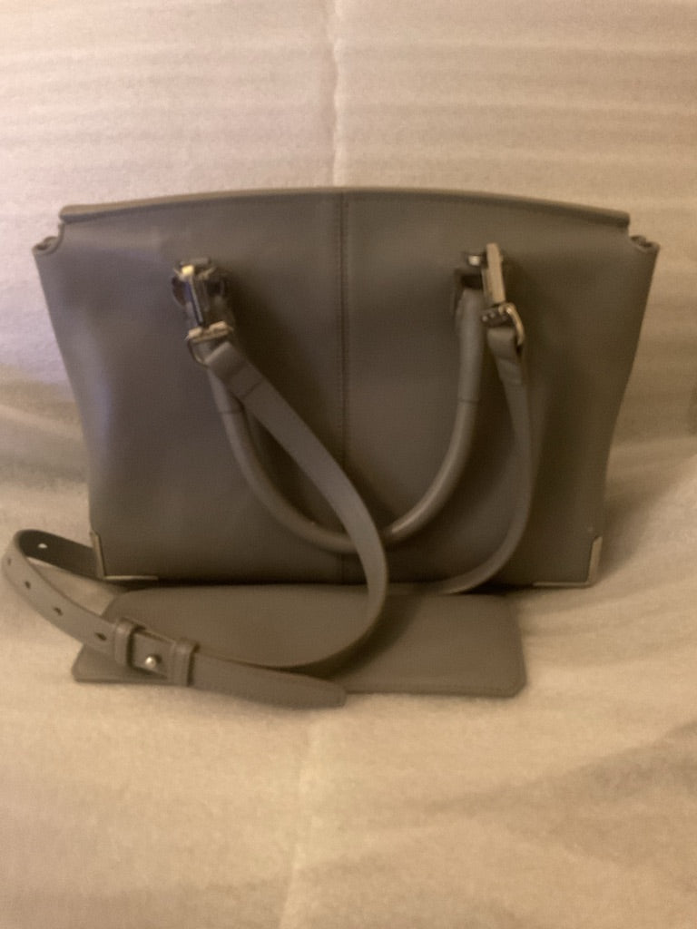 Alexander Wang Prisma Skeletal Gray Leather Satchel | Two Removable Zip Pouches | listing photo 2