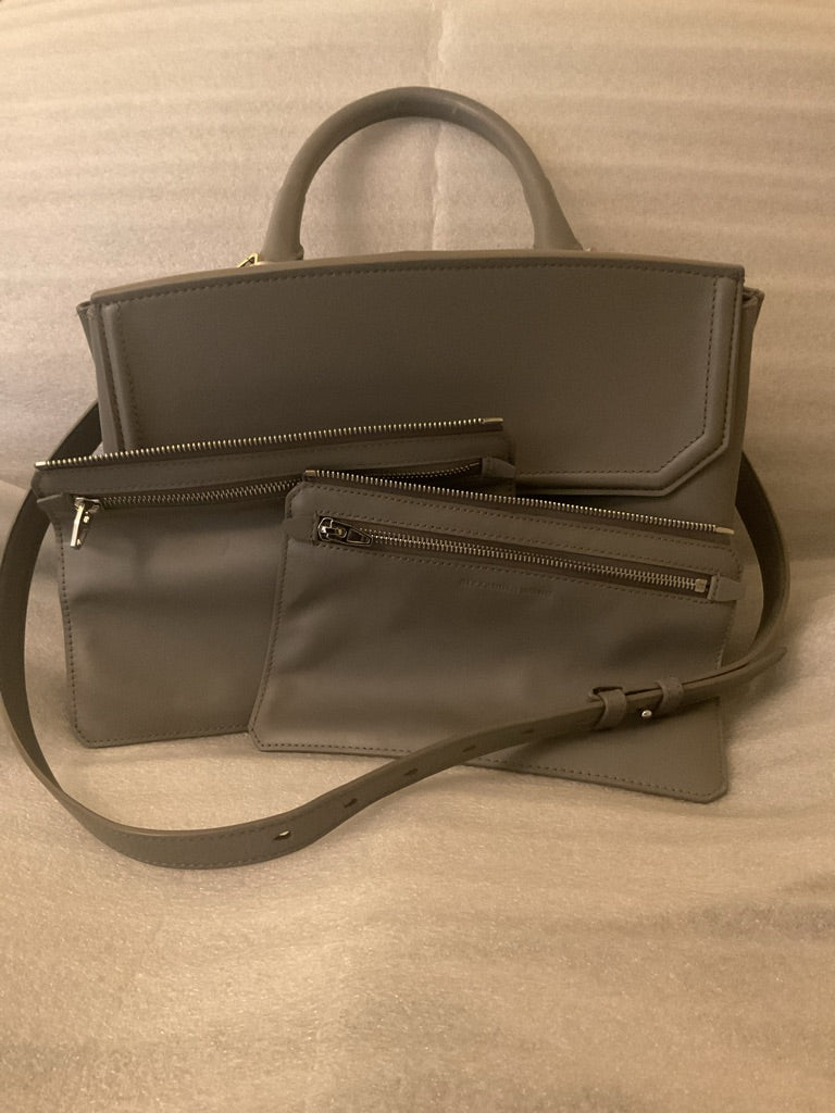 Alexander Wang Prisma Skeletal Gray Leather Satchel | Two Removable Zip Pouches | listing photo 3