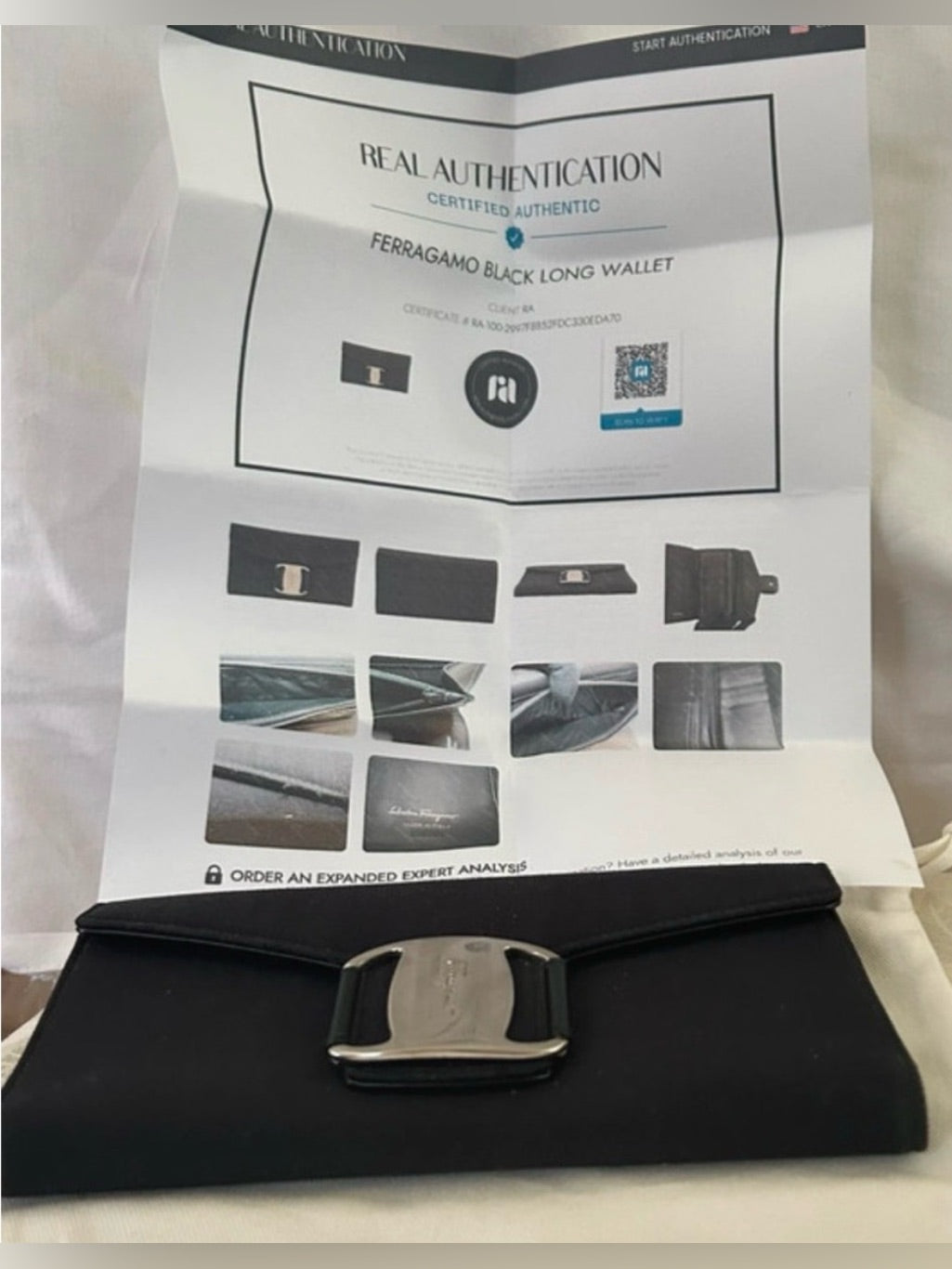 Salvatore Ferragamo Vara black long wallet front view