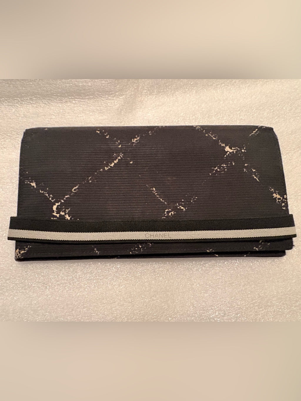 Vintage Chanel Travel Line Black Nylon Jacquard Wallet | Red Interior & Matching Authenticity Card | listing photo 2