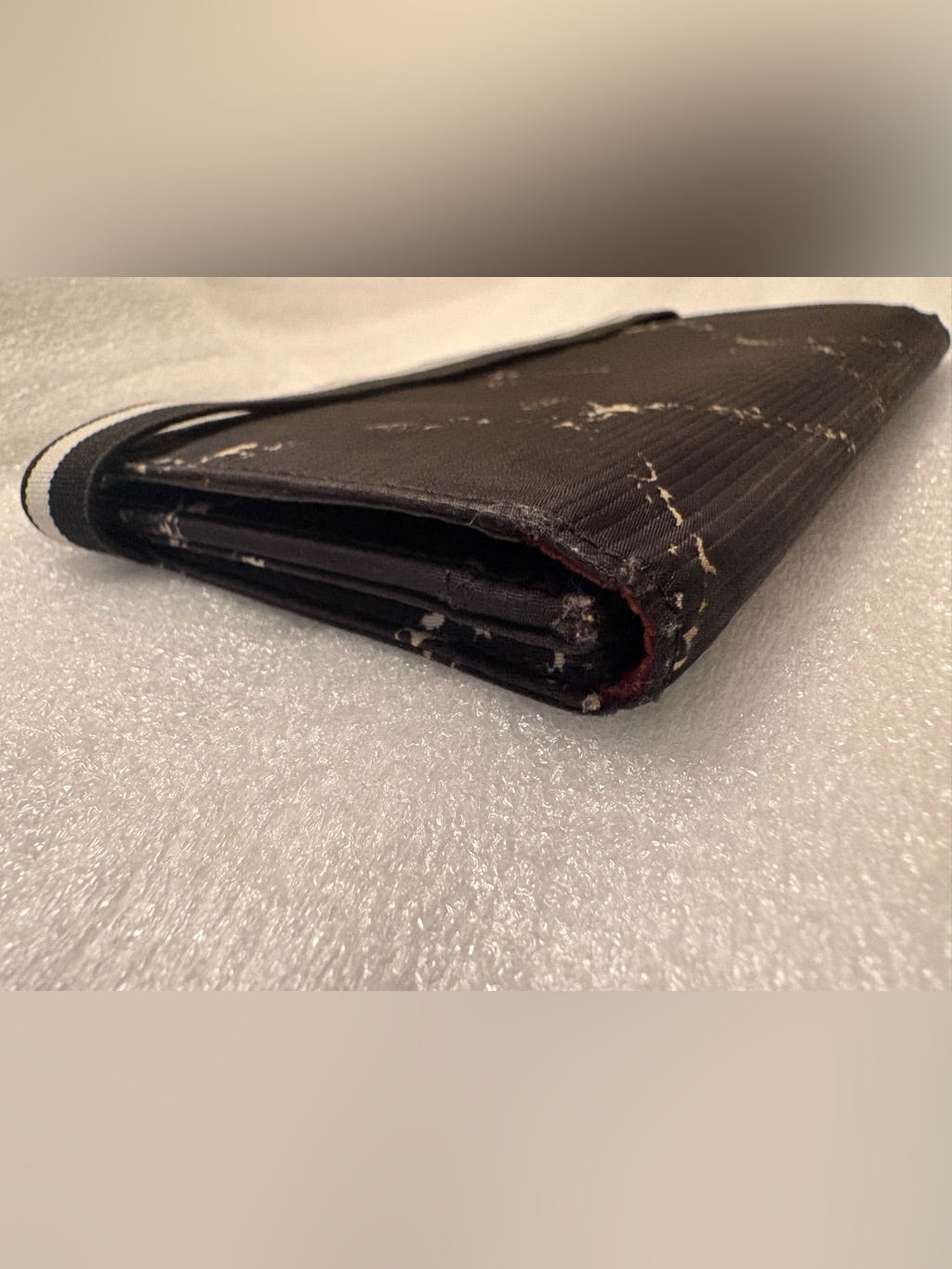 Vintage Chanel Travel Line Black Nylon Jacquard Wallet | Red Interior & Matching Authenticity Card | listing photo 7
