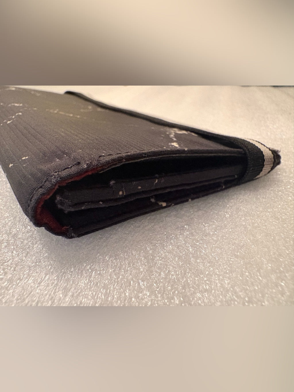 Vintage Chanel Travel Line Black Nylon Jacquard Wallet | Red Interior & Matching Authenticity Card | listing photo 8