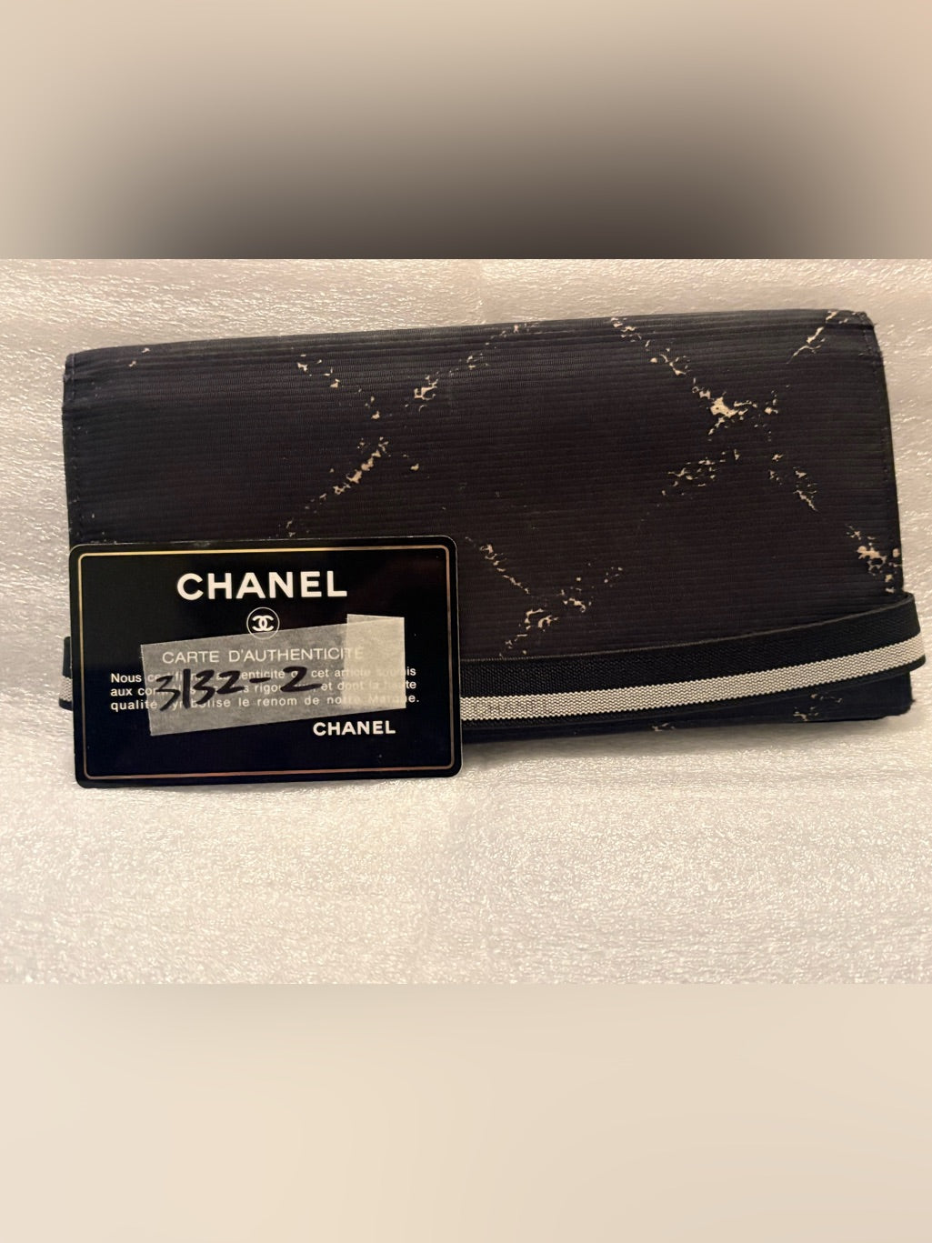 Vintage Chanel Travel Line Black Nylon Jacquard Wallet | Red Interior & Matching Authenticity Card | listing photo 15