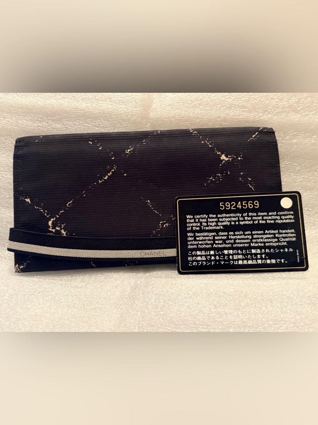 Vintage Chanel Travel Line Black Nylon Jacquard Wallet | Red Interior & Matching Authenticity Card | listing photo 1