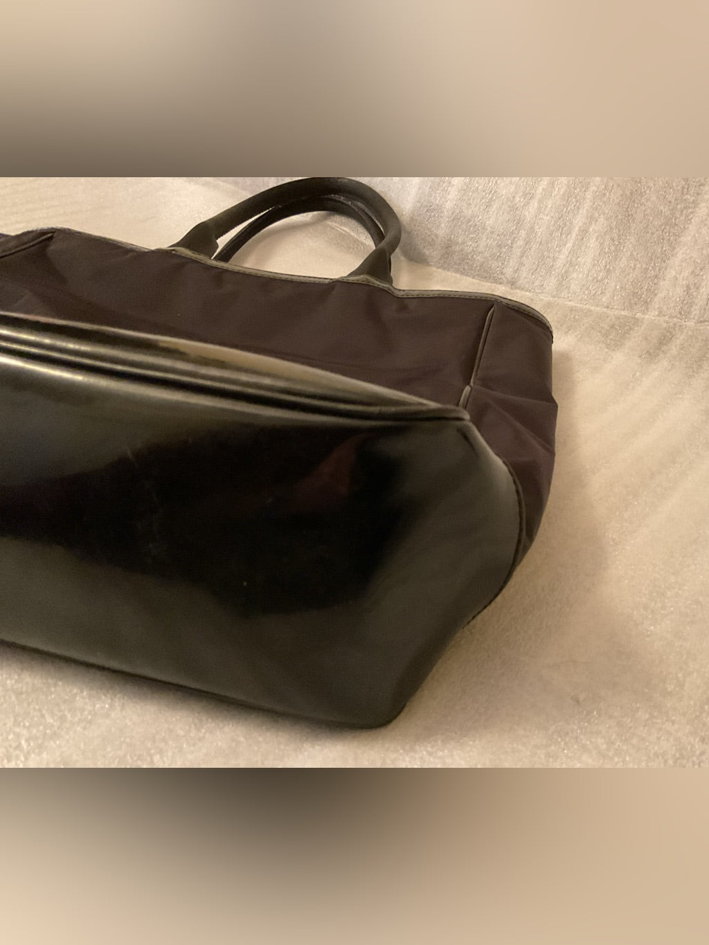 Tory Burch Retired Oversized Black Nylon & Patent Leather Zip Work Tote | listing photo 8