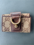 Vintage Gucci Abbey D-Ring GG canvas key case front view
