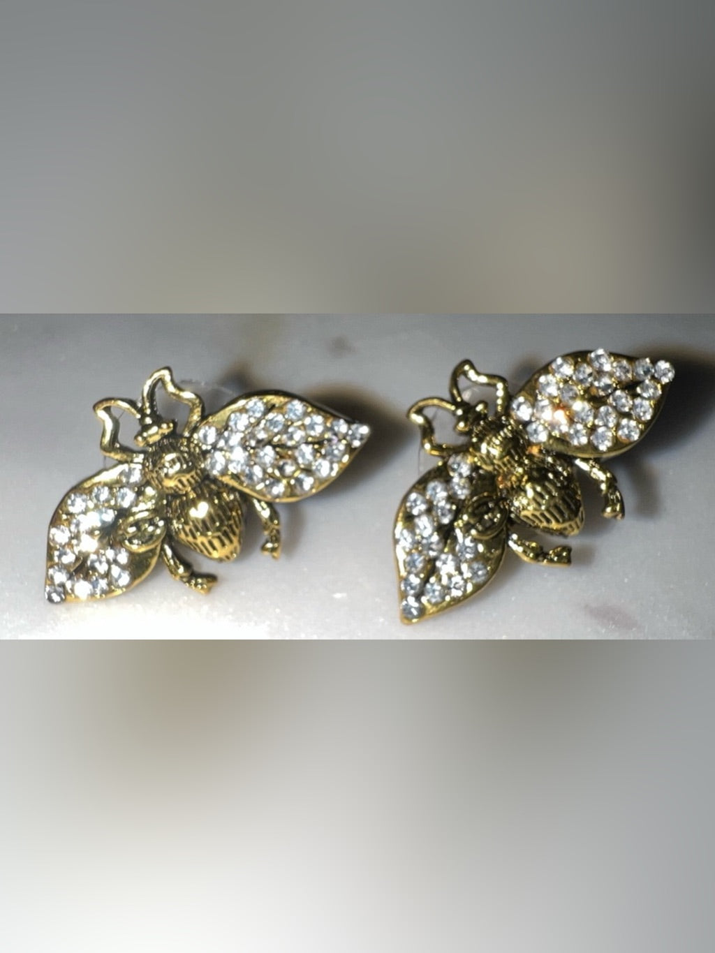 Independently Upcycled Gucci-Branded GG Crystal Bee Hardware Earrings | listing photo 11