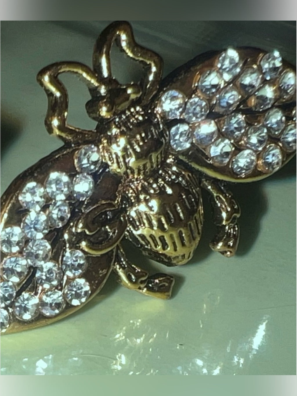 Independently Upcycled Gucci-Branded GG Crystal Bee Hardware Earrings | listing photo 16
