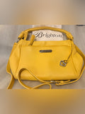 Brighton Pippa yellow leather crossbody bag front view