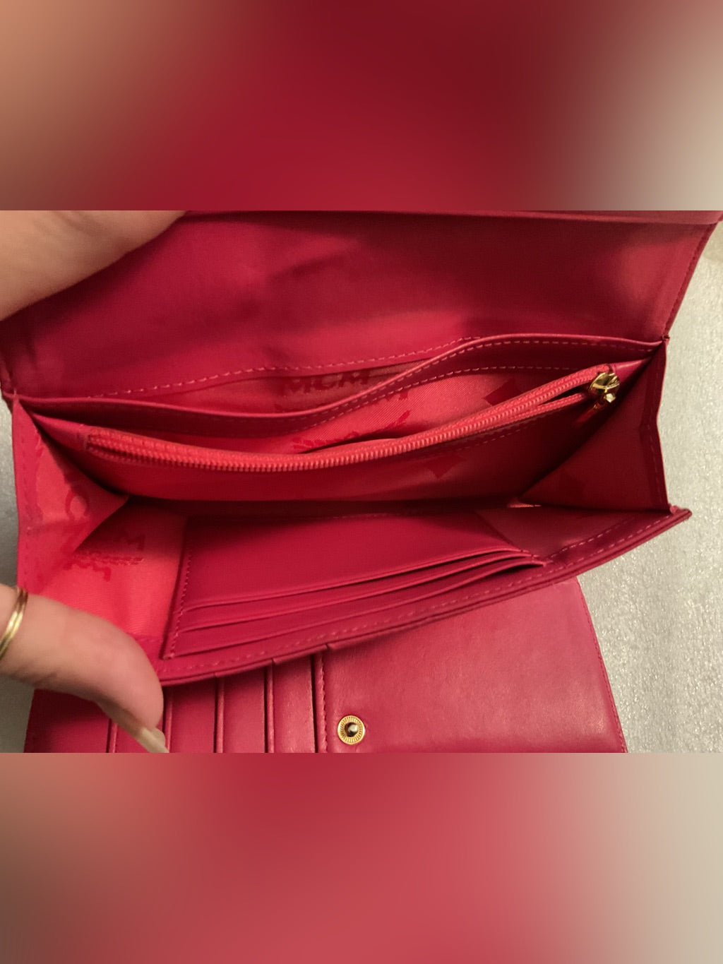 MCM Visetos pink continental wallet
