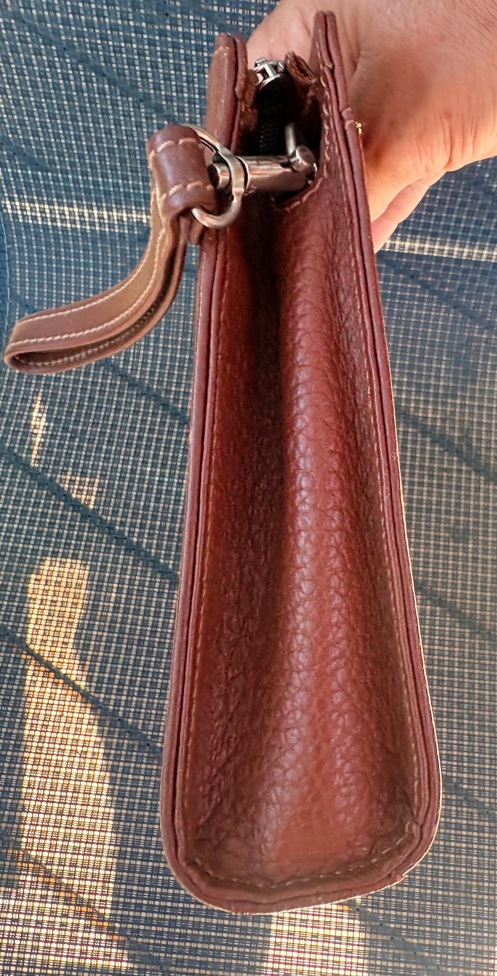 Vintage Burberrys of London Brown Pebbled Leather Wristlet Clutch
