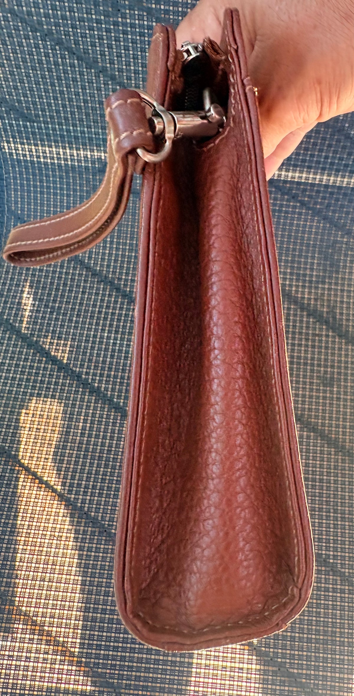 Vintage Burberrys of London Brown Pebbled Leather Wristlet Clutch