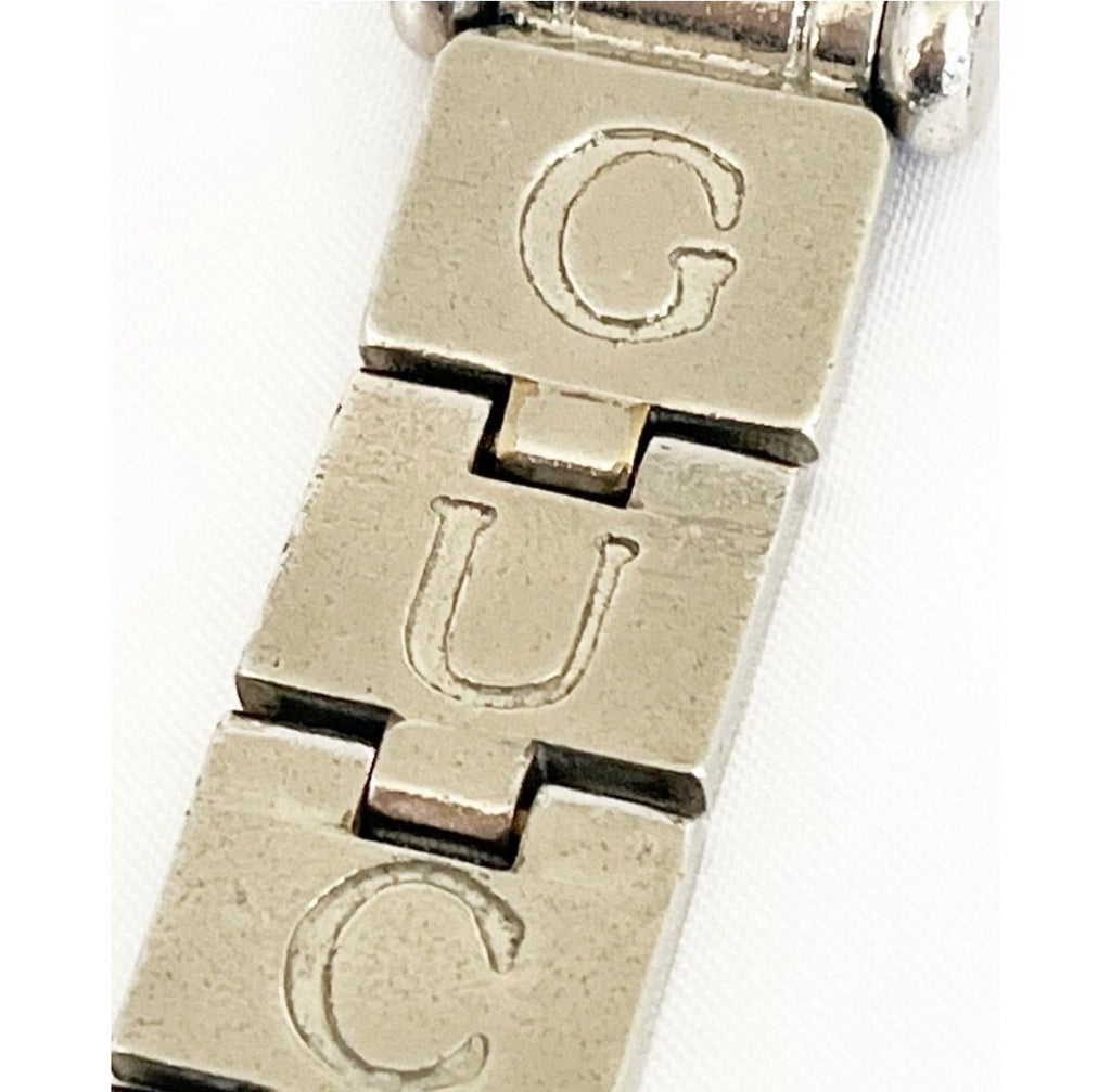 Vintage 1990s Gucci Articulated GUCCI Logo Keychain Silver Tone Made in Italy Rare