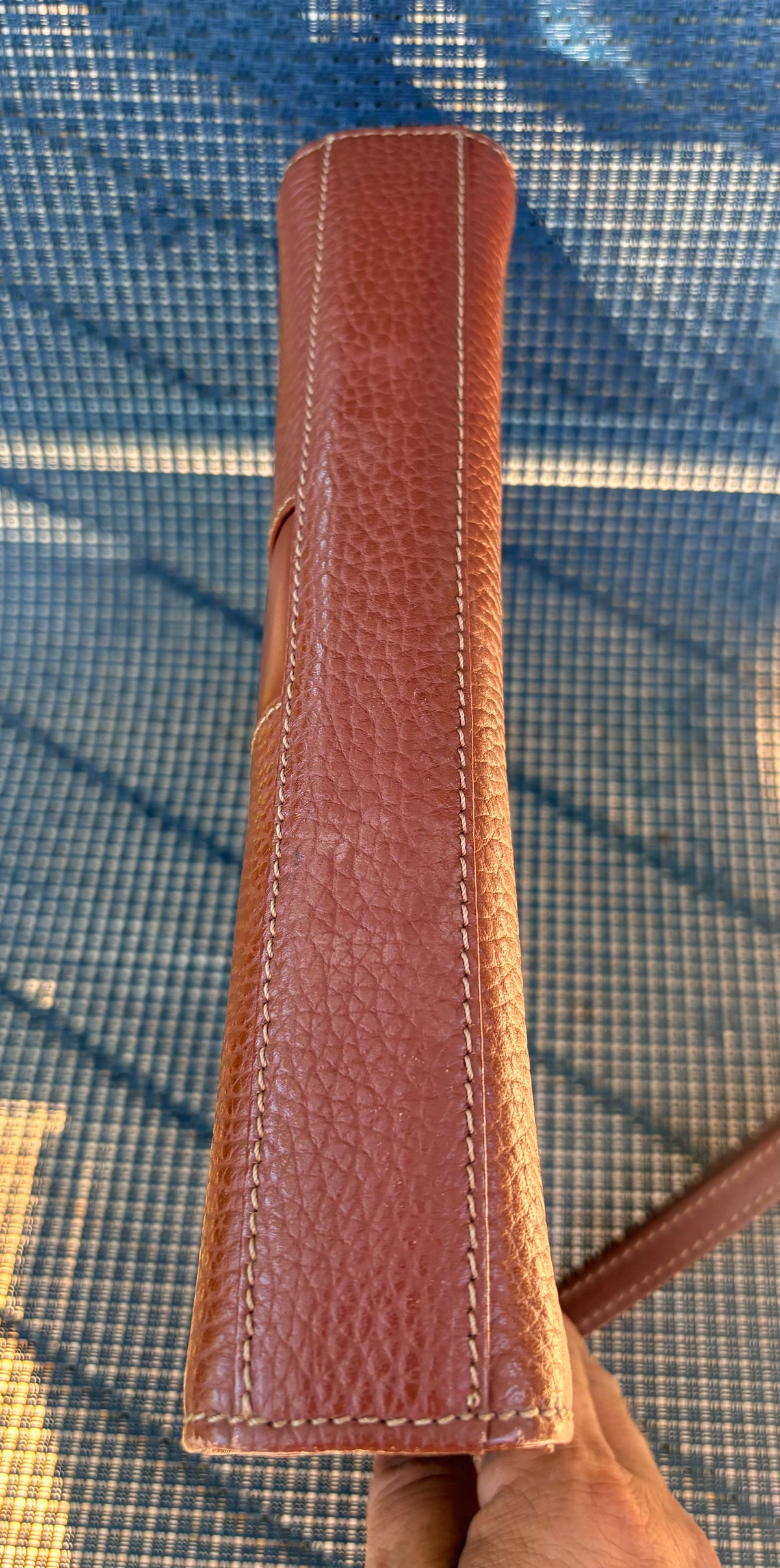 Vintage Burberrys of London Brown Pebbled Leather Wristlet Clutch