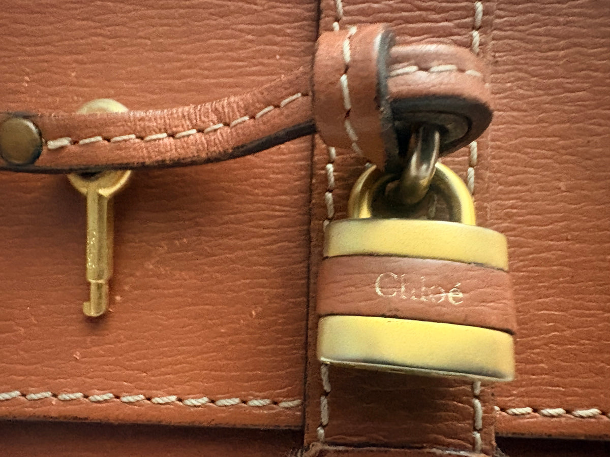 Chloé Paddington Rosewood Leather Long Wallet Lock Key + COA Y2K