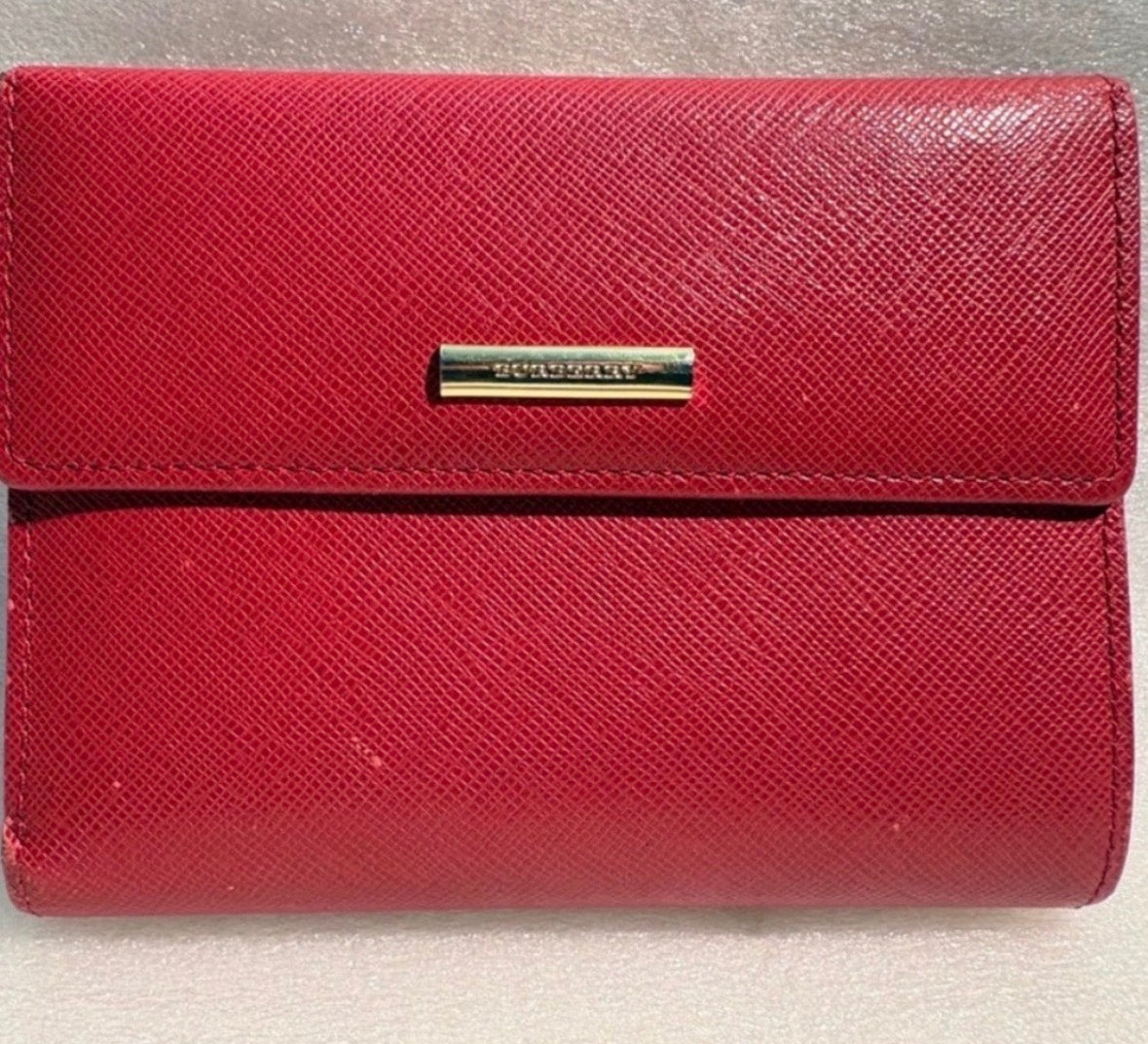 Burberry Red Leather Kiss Lock Wallet Nova Check Lining Rare Colorway Entrupy COA