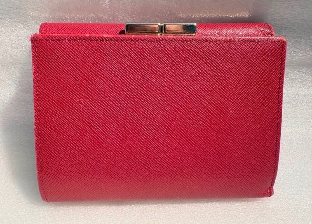 Burberry Red Leather Kiss Lock Wallet Nova Check Lining Rare Colorway Entrupy COA