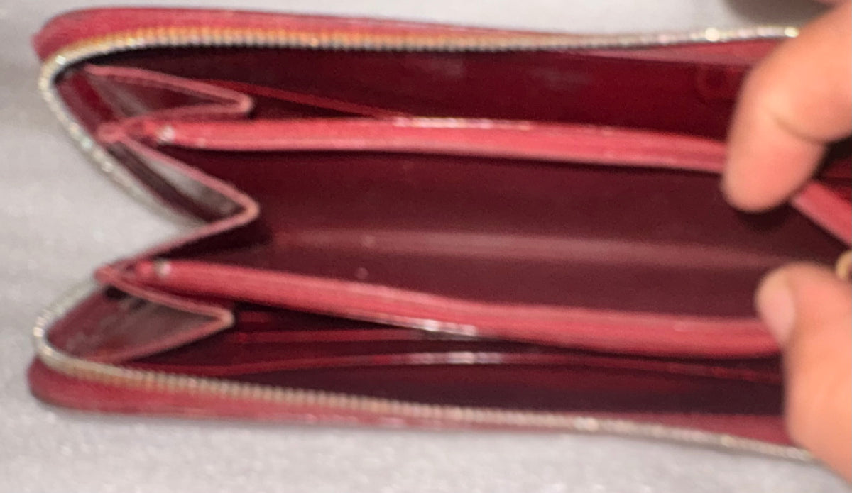Cartier Happy Birthday Bordeaux Patent Leather Zip Around Wallet | Full Collector Set | Box, Cards, Dust Cloth | Made in France