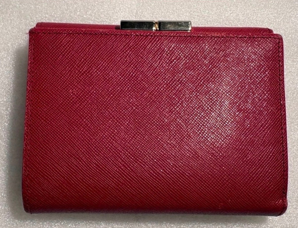 Burberry Red Leather Kiss Lock Wallet Nova Check Lining Rare Colorway Entrupy COA
