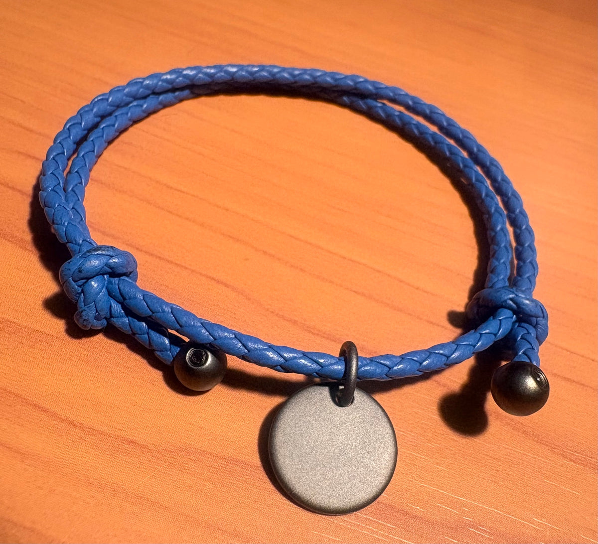 BOTTEGA VENETA Intrecciato Blue Nappa Leather Double Wrap Charm Bracelet Box Pouch