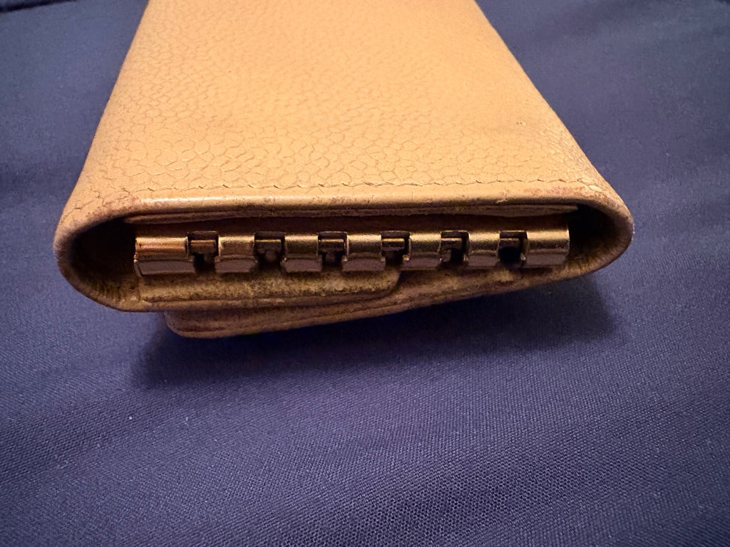 Vintage CHANEL Timeless CC Beige Caviar Leather 6 Key Case Card 8 Series