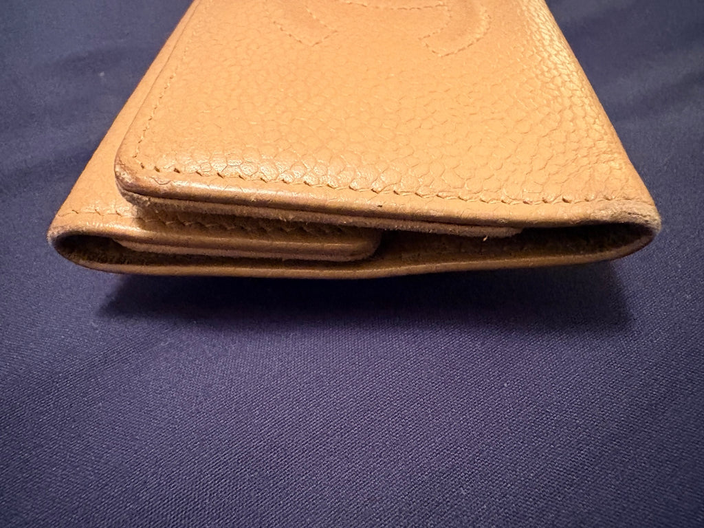 Vintage CHANEL Timeless CC Beige Caviar Leather 6 Key Case Card 8 Series