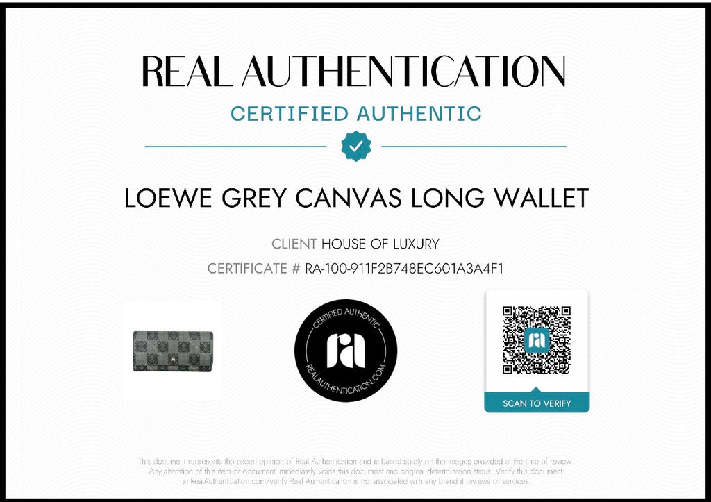 Vintage LOEWE Anagram Monogram Canvas Long Wallet Grey Black COA RARE