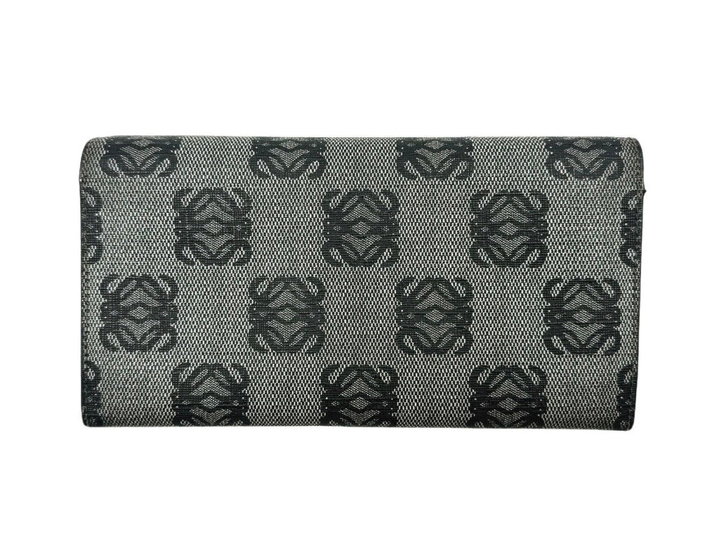 Vintage LOEWE Anagram Monogram Canvas Long Wallet Grey Black COA RARE