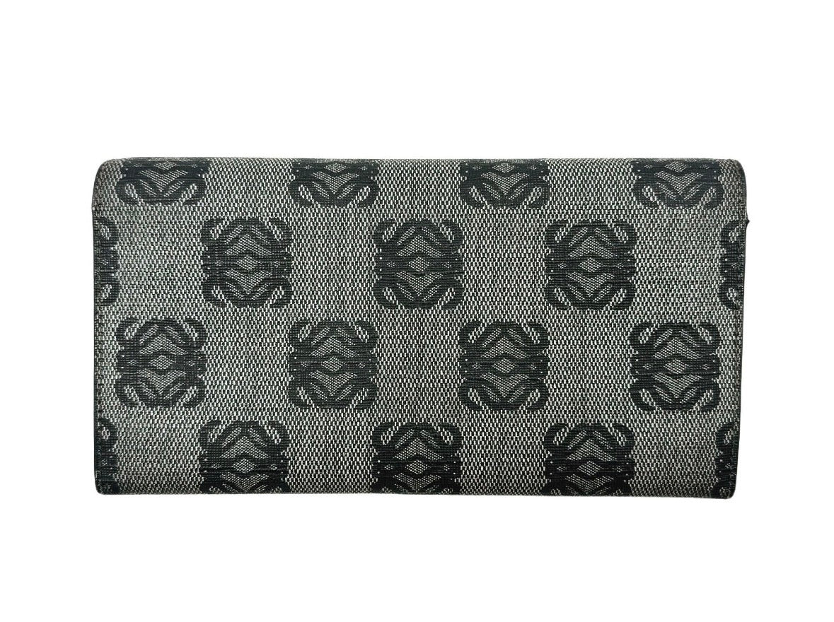 Vintage LOEWE Anagram Monogram Canvas Long Wallet Grey Black COA RARE