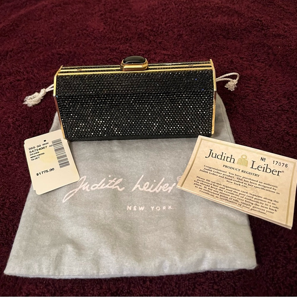 Vintage Judith Leiber Black and Gold Crystal Clutch. | listing photo 2