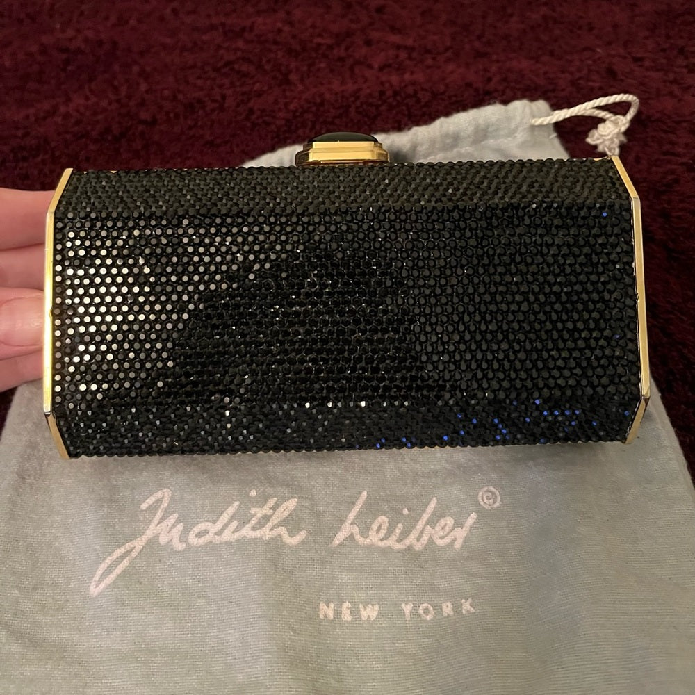 Vintage Judith Leiber Black and Gold Crystal Clutch. | listing photo 5