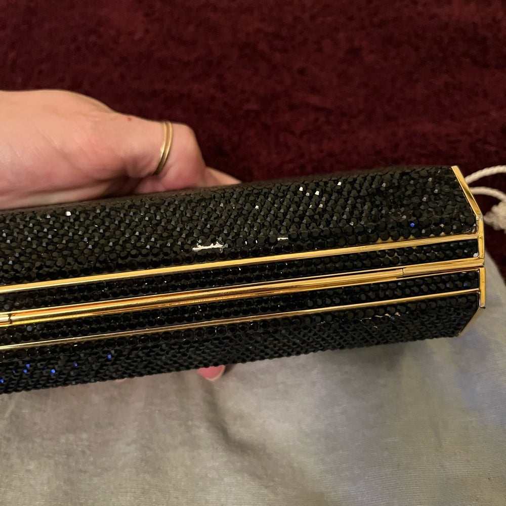 Vintage Judith Leiber Black and Gold Crystal Clutch. | listing photo 8