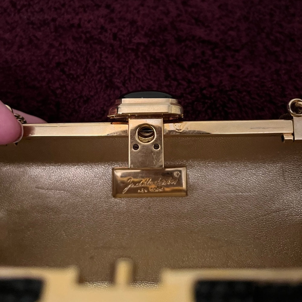 Vintage Judith Leiber Black and Gold Crystal Clutch. | listing photo 10