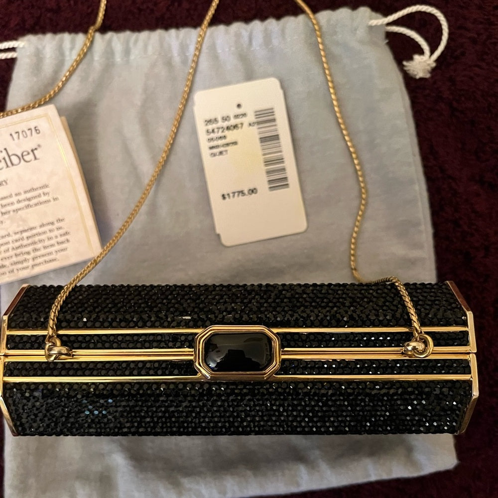Vintage Judith Leiber Black and Gold Crystal Clutch. | listing photo 12