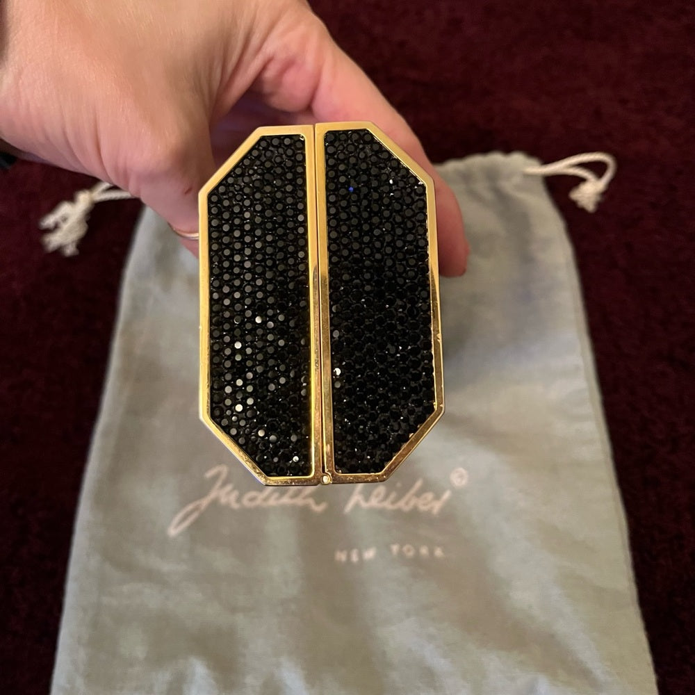 Vintage Judith Leiber Black and Gold Crystal Clutch. | listing photo 14