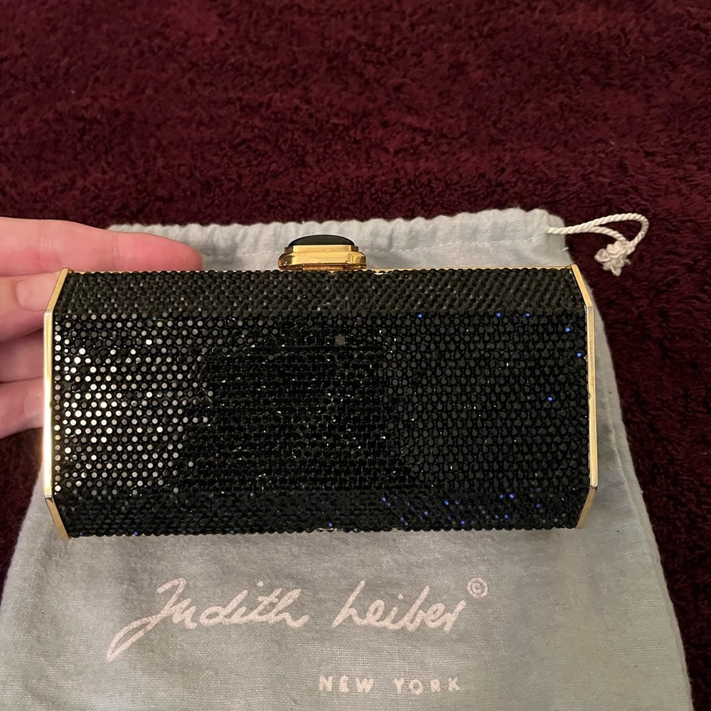 Vintage Judith Leiber Black and Gold Crystal Clutch. | listing photo 7