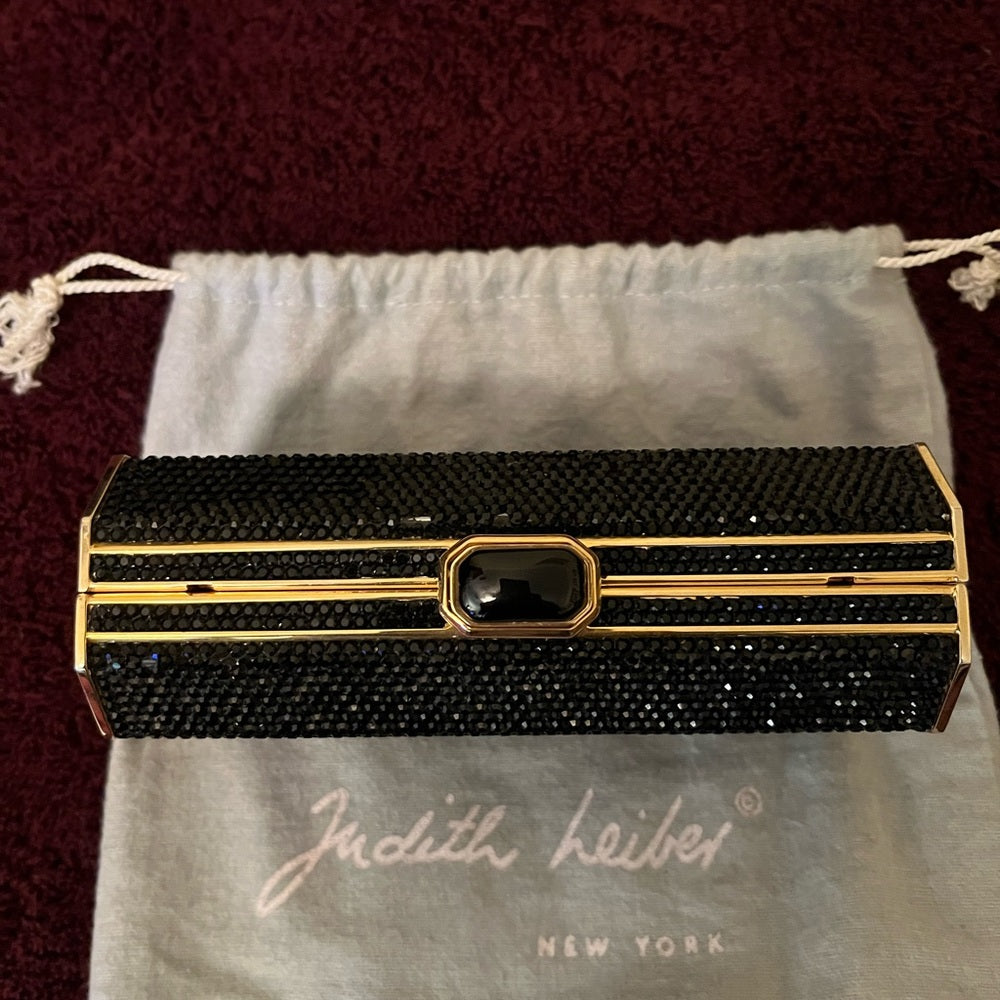 Vintage Judith Leiber Black and Gold Crystal Clutch. | listing photo 11