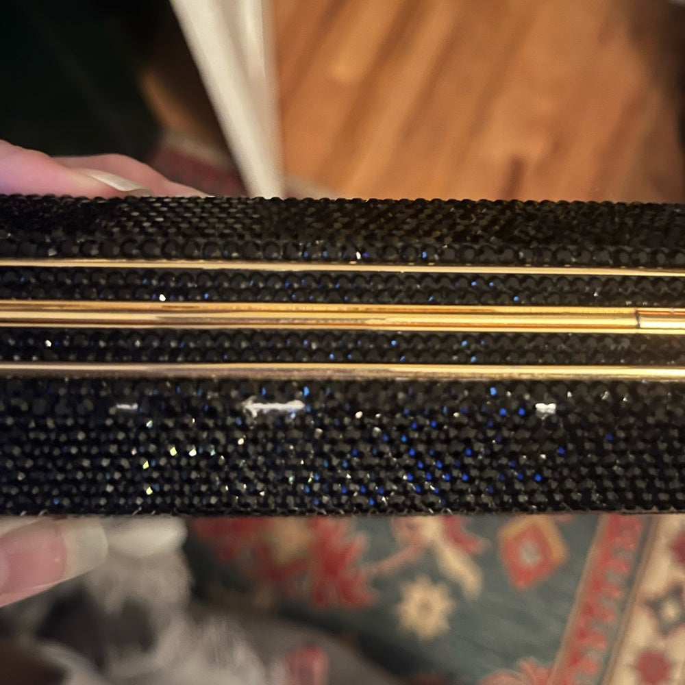 Vintage Judith Leiber Black and Gold Crystal Clutch. | listing photo 16