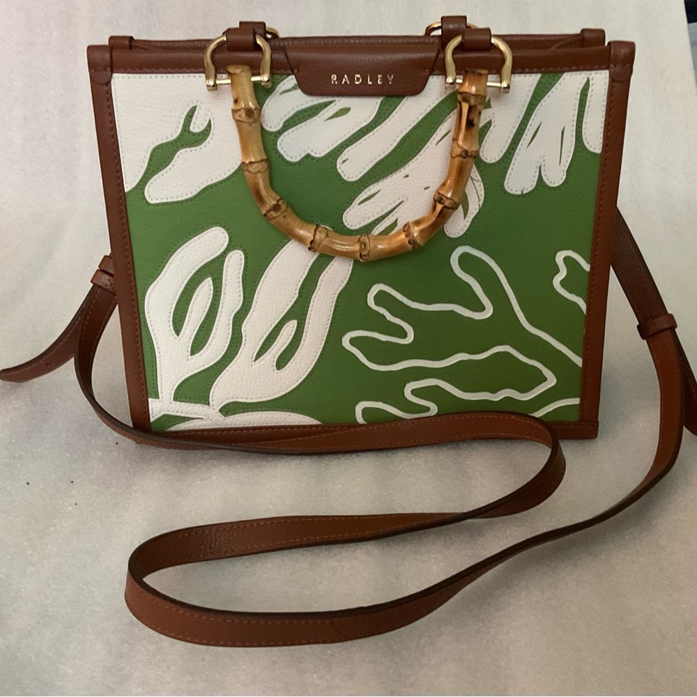 Radley London Limited Edition Bamboo Handle Leather Satchel — Seaweed Coastal | listing photo 1
